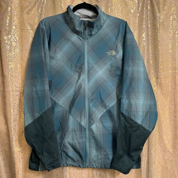The North Face Men's Dark Green Plaid Isotherm Hiking Windbreaker Jacket XL - Picture 1 of 9
